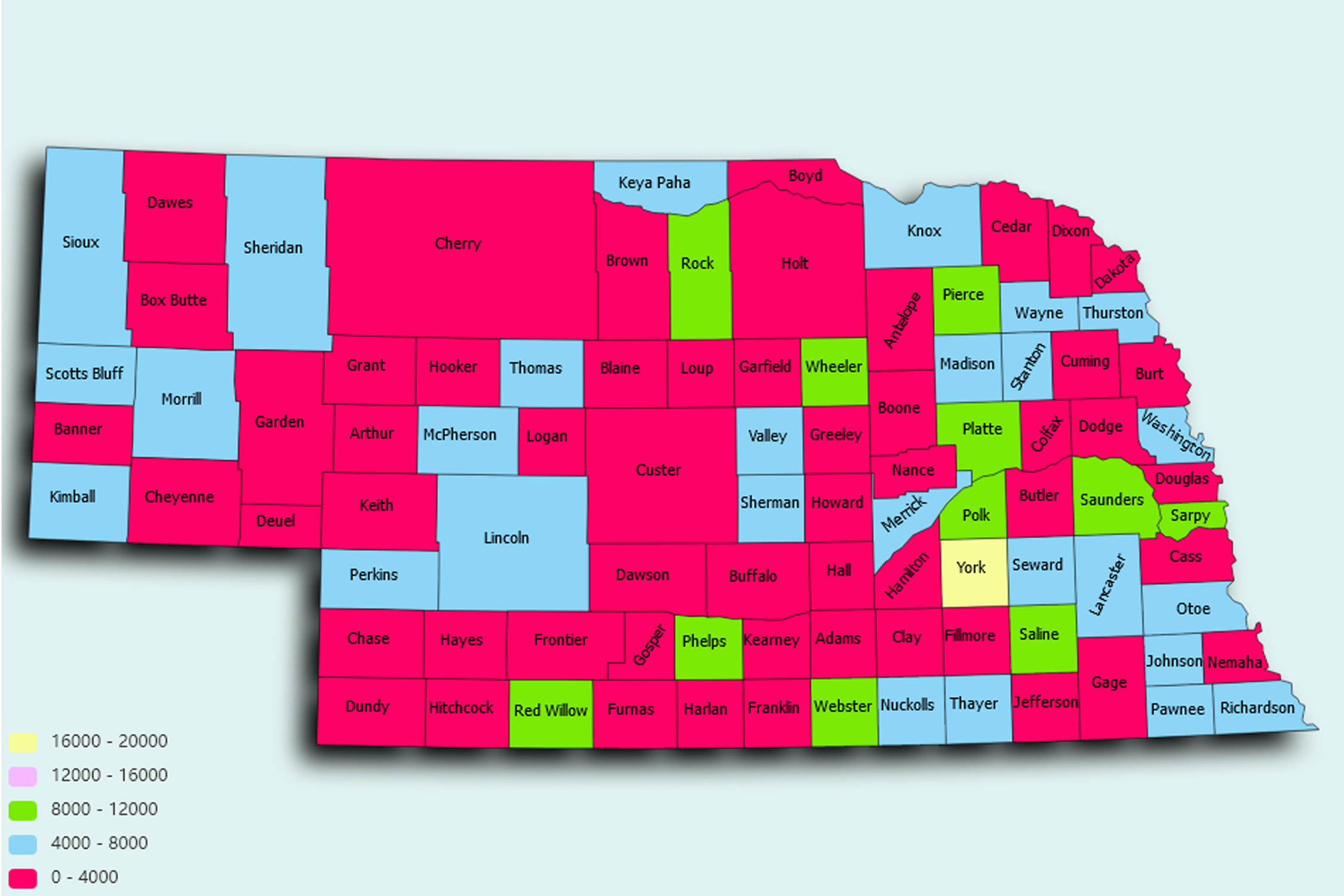 Nebraska State map